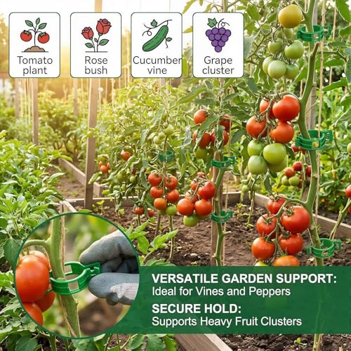 300-Piece Tomato Clips for Climbing Plants, Reusable Trellis Support Set