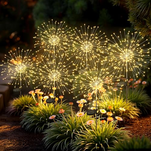 6Pack Solar Lights Outdoor, 120LED Firework Lights - color: Warm-White, size: 6 Pack