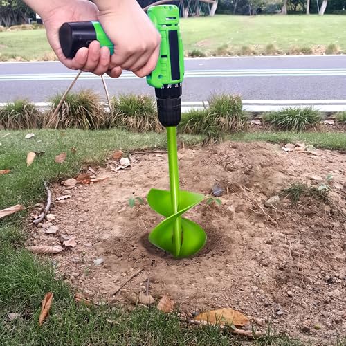 Upgrade Auger Drill Bit for Planting, 3”x12” Auger Drill Bit-Garden Auger Spiral Drill Bit, Heavy Duty Garden Auger for 3/8” Hex Driver Drill - size: 3"x12"-Green
