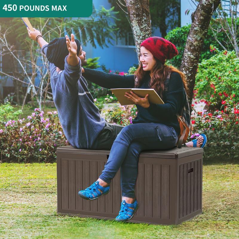 YITAHOME 90 Gallon Large Deck Box - color: Brown, size: 90 Gallon