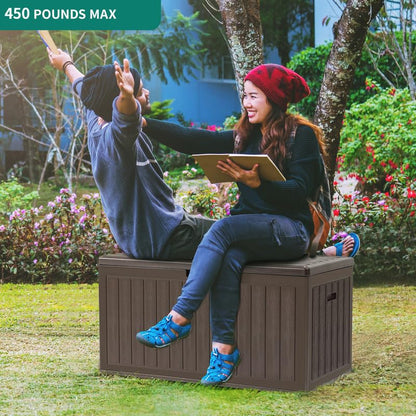 YITAHOME 90 Gallon Large Deck Box - color: Brown, size: 90 Gallon