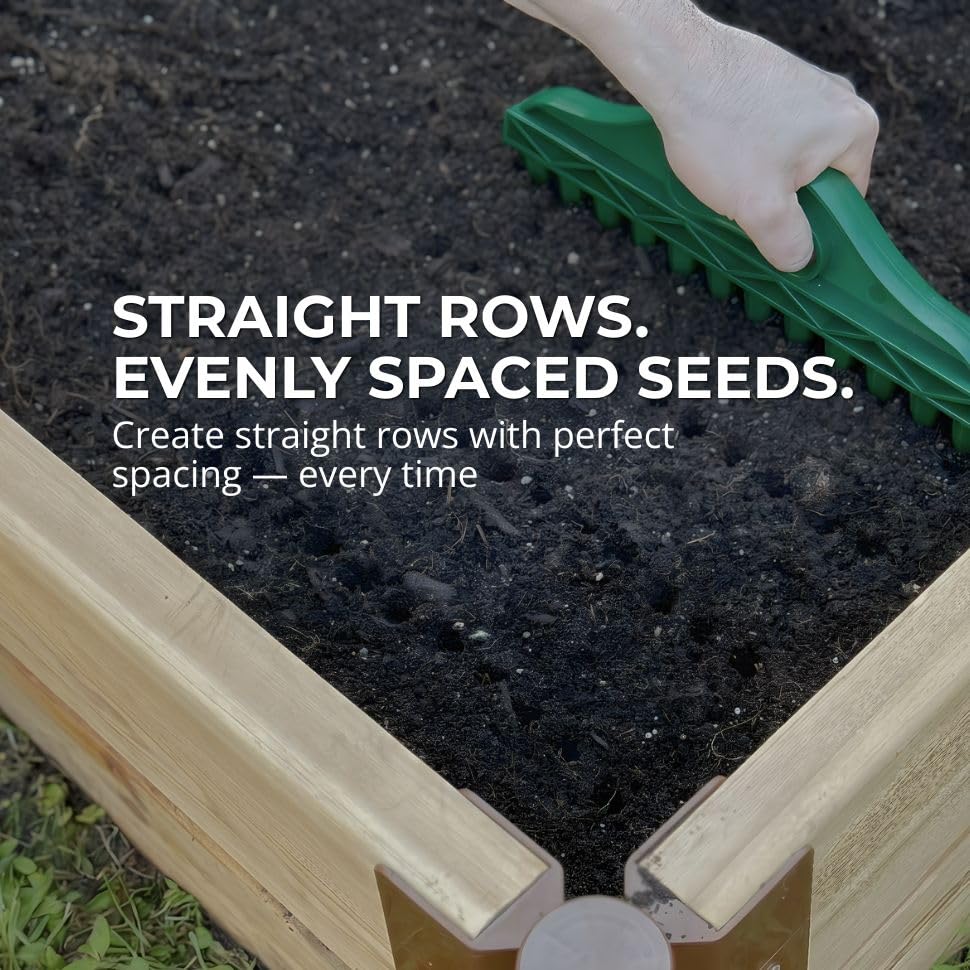 Row Seeder Tool for Seed and Seedling Spacing in Trays and Garden Rows Kit.