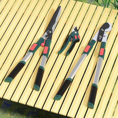 3-Piece Garden Pruning Tool Set, Includes Telescopic Lopper, Hedge Shears & Bypass Pruners for Branches, Hedges & Yard Work
