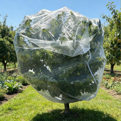 2Pack 10x13.7Ft Extra Large Fruit Tree Netting with Drawstring & Zipper - Reusable Plant Protection Bag, Heavy Duty PE Mesh Cover for Blueberry Bushes - Blocks Birds/Deer/Squirrels - size: 10x13.7Ft