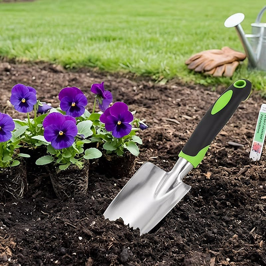Heavy Duty Garden Trowels with Ergonomic Handle, Portable Shovel for Digging, Planting, Transplanting, Weeding, Wide Spade Shovel Hand Tools, 3'×12', Green
