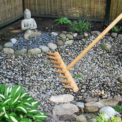Upgrade Full Size 4ft Zen Garden Rake,Enhanced Outdoor Wooden Rake, Round Teeth