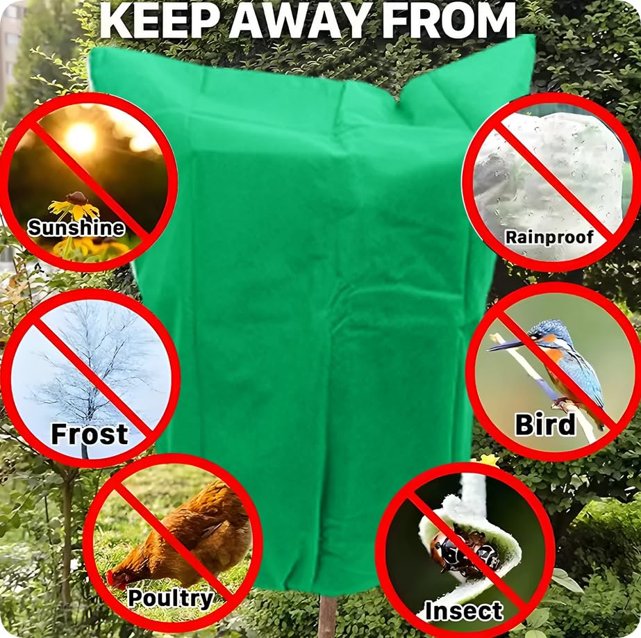 BADASS SHARKS Winter Plant Covers Protection Bag Non-Woven Shrub Against Cold Protecting Bags for Outdoor Garden Yard Plants Frost Pouches Tree Covers with Zipper Drawstring (23.6 * 31.5in-2PCS) - size: 23.6*31.5in-2PCS