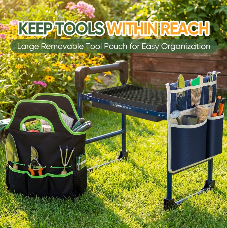 Garden Kneeler and Seat, Heavy Duty Foldable w/Soft Kneeling Pad