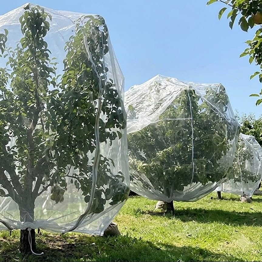1Pack 10×13.7Ft Extra Large Fruit Tree Netting with Drawstring & Zipper - Reusable Plant Protection Bag, Heavy Duty PE Mesh Cover for Blueberry Bushes - Blocks Birds/Deer/Squirrels - size: 10×13.7Ft