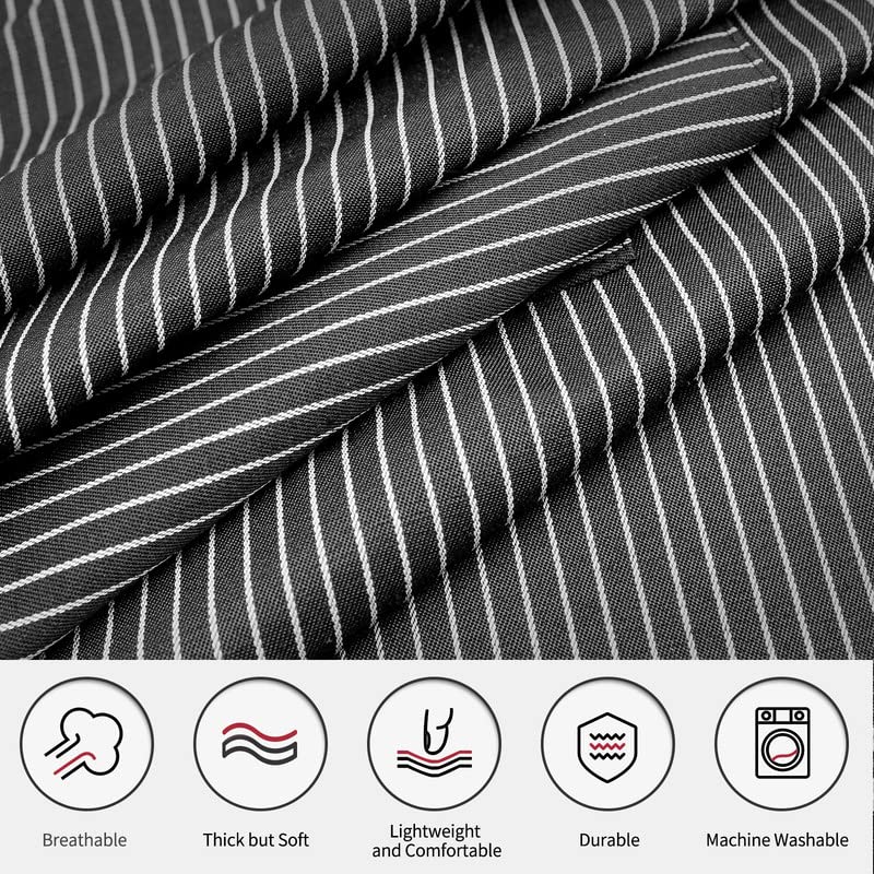 NLUS 2 Pack Kitchen Cooking Aprons, Adjustable Bib Soft Chef Apron with 2 Pockets for Men Women (Black Pinstripes/Pink Pinstripes) - color: Black Pinstripes/Pink Pinstripes