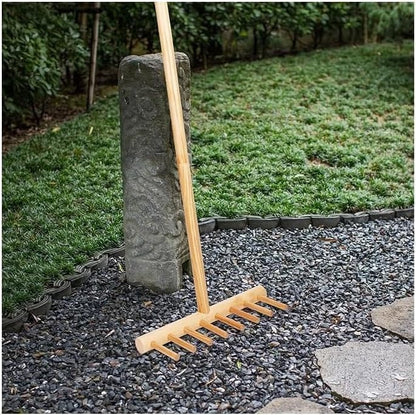 Upgrade Full Size 4ft Zen Garden Rake,Enhanced Outdoor Wooden Rake, Round Teeth