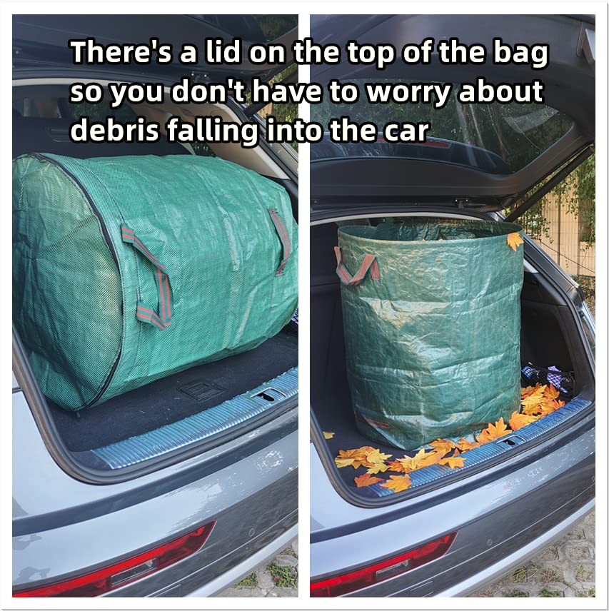 2 Pack 72 Gallons Reusable Yard Waste Bags with Lid Lawn Leaf Bags - style: 2pcs 72 gallons bags with lid