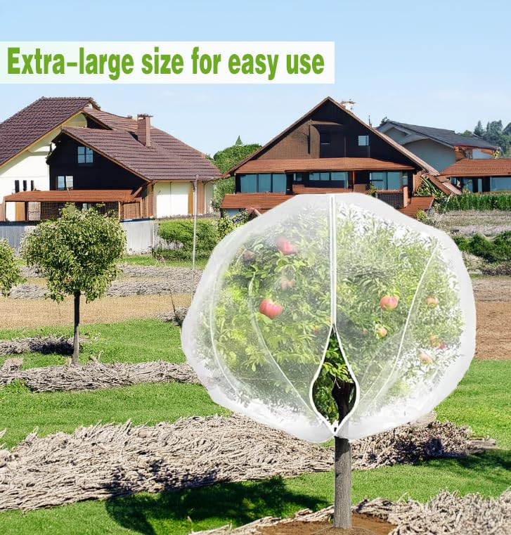 2Pcs 10X10ft Fruit Tree Netting Covers for Birds and Squirrels –Bird Nets for Fruit Trees with Zipper and Drawstring, Extra Large Durable Mesh Garden Netting to Protect Fruit Trees - size: 10 X10ft