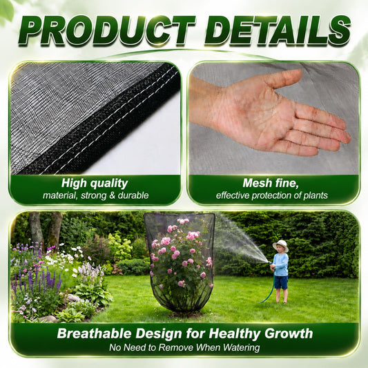 4 Pack Garden Netting Mesh Barrier Bags for Plant Bird Netting for Garden Protection Outdoor Mesh Plant Cover with Drawstring for Berry Bush, Tomato Raised Bed Fruit Tree(3.28 x 4.92 ft)