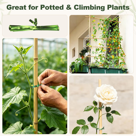 Natural Bamboo Poles, 4 Feet Bamboo Sticks for Plants, Wood Garden Stakes for Tomato, Bean, Flowers, Trees Potted and Climbing Plants, 25 Pack - size: 4FT-25PCS