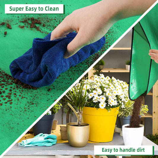 HNXTYAOB Repotting Mat for Indoor Plant Transplanting and Mess Control 27"x 27" Thickened Waterproof Potting Tray Foldable Succulent Potting Mat Portable Gardening Mat Garden Gifts for Women & Men - color: Pale Green, size: Small 27" x 27"